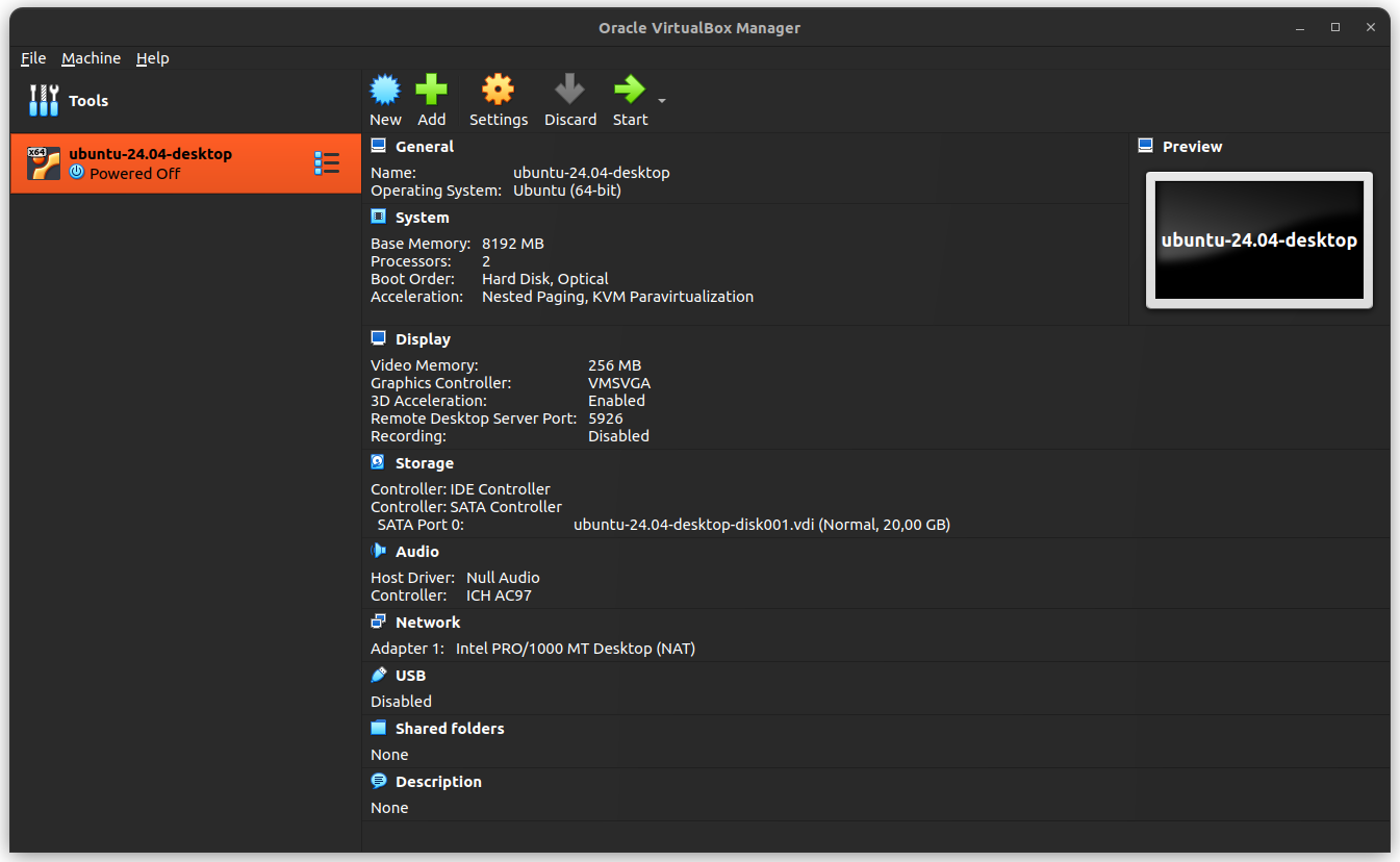 L’image est maintenant chargée par Virtualbox